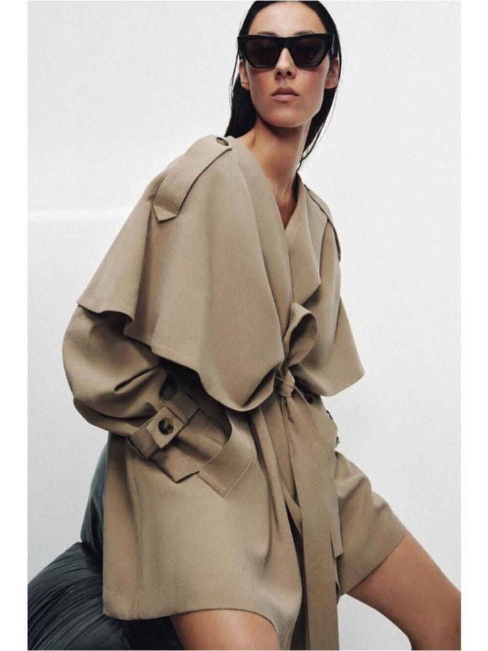 NWT Zara ZW Collection Flowy Short Trench